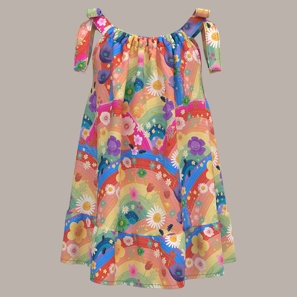 Rainbow Flowers Boho Dress