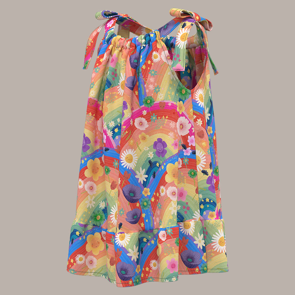 Rainbow Flowers Boho Dress