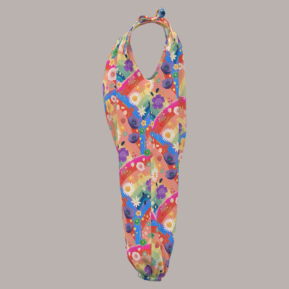 Rainbow Flowers Boho Jumpsuit