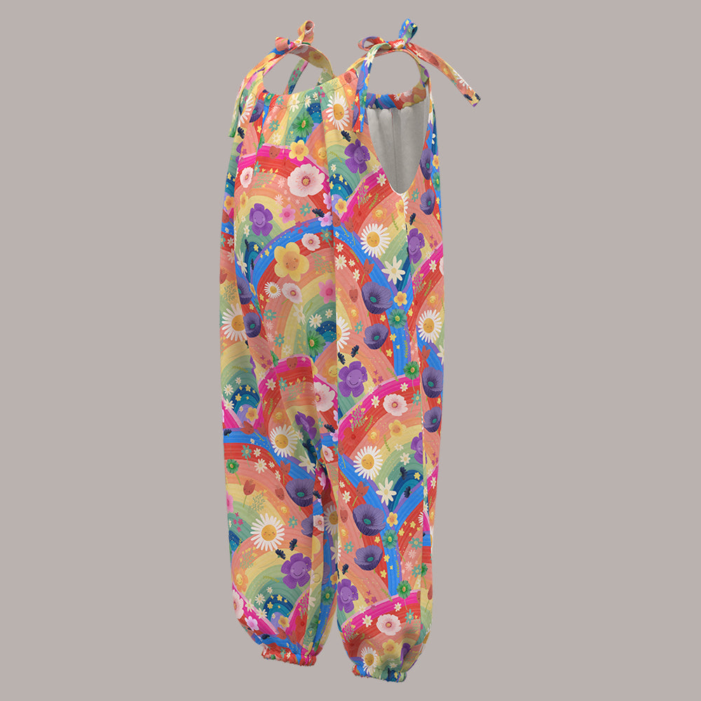 Rainbow Flowers Boho Jumpsuit