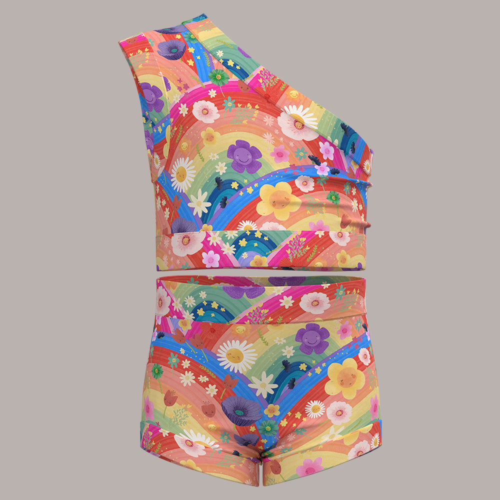 Rainbow Flowers Bummies + Shoulder Tank