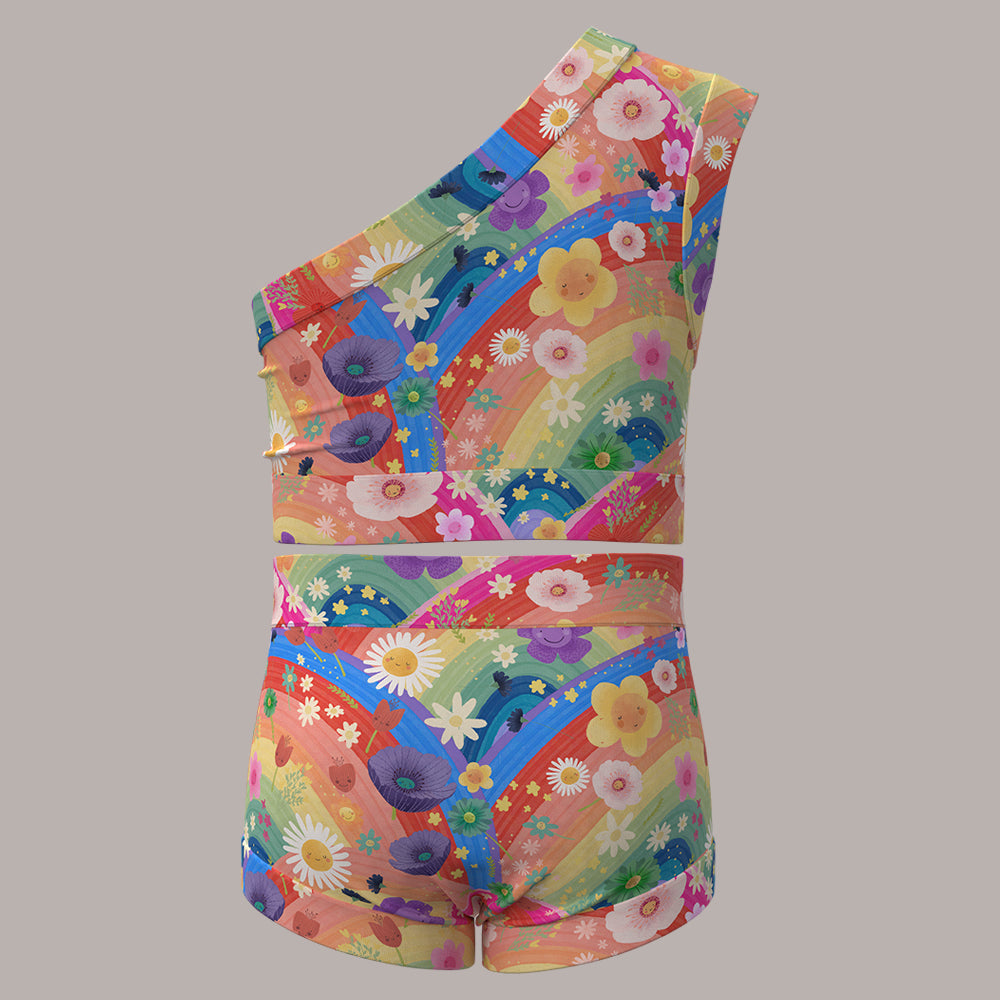 Rainbow Flowers Bummies + Shoulder Tank