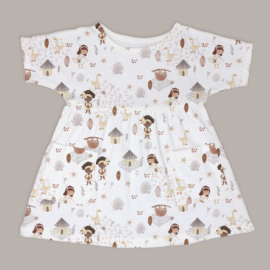 Cacao Farm Girl Boat Neck Dress