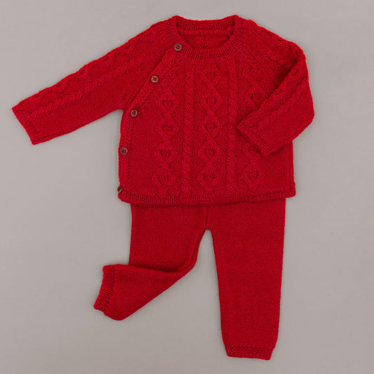 Karmesin Red Nordic Knits Set in Baby Alpaca