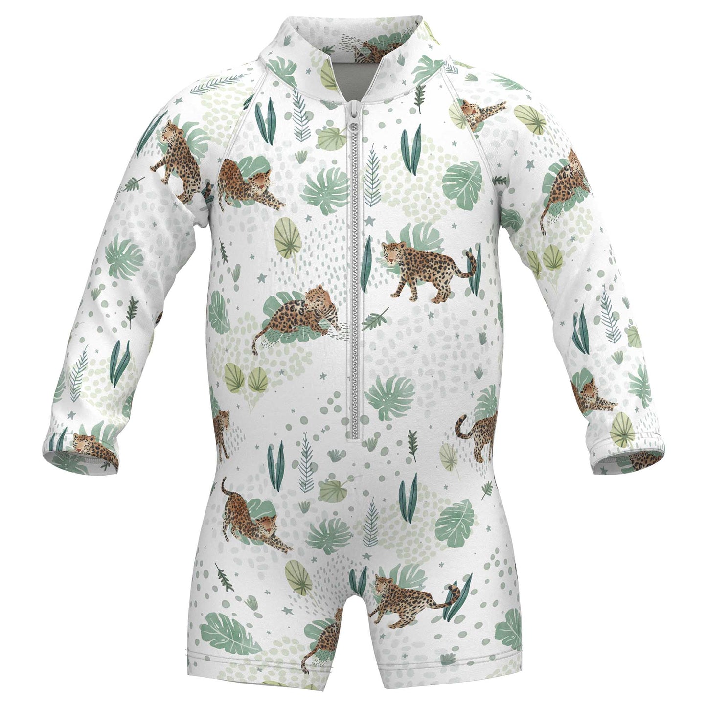 Jaguar Neutral Zipper Rashguard Romper