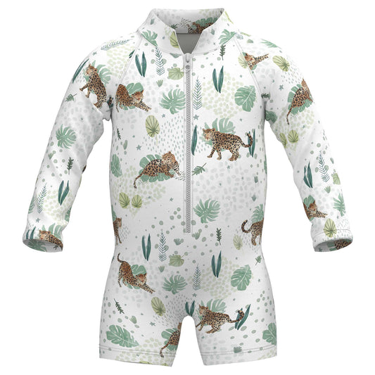 Jaguar Neutral Zipper Rashguard Romper