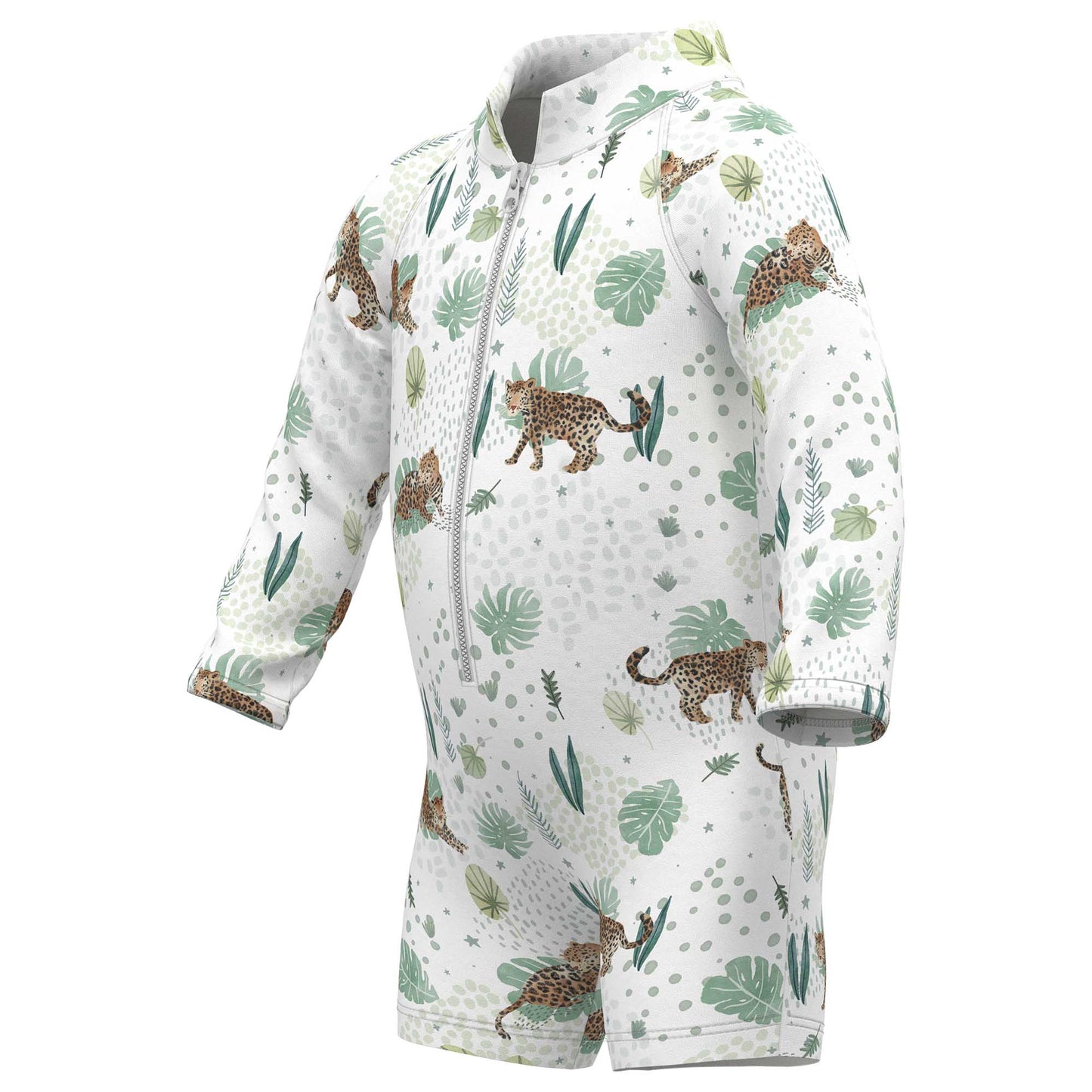 Jaguar Neutral Zipper Rashguard Romper